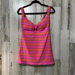 Coco Rave Pink Orange Striped One Piece Swimsuit